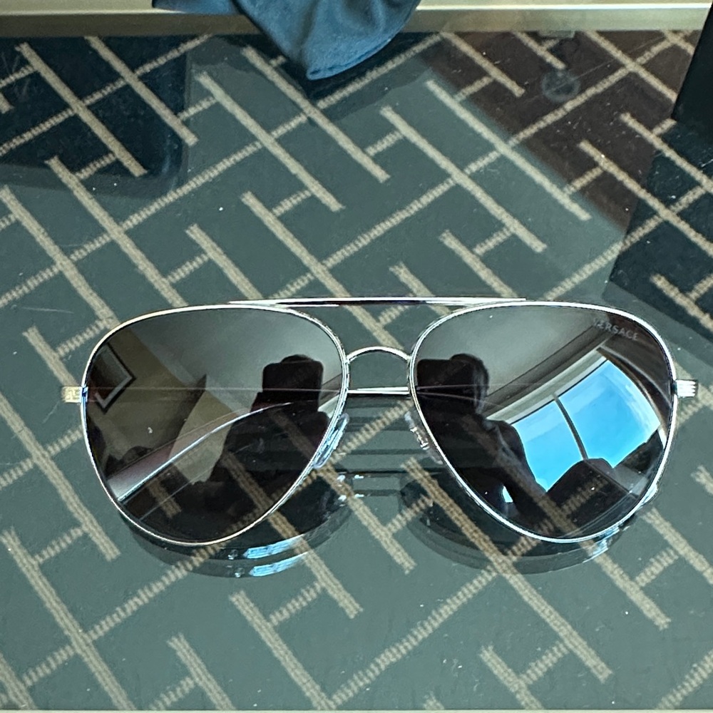 Versace Silver Aviator Sunglasses